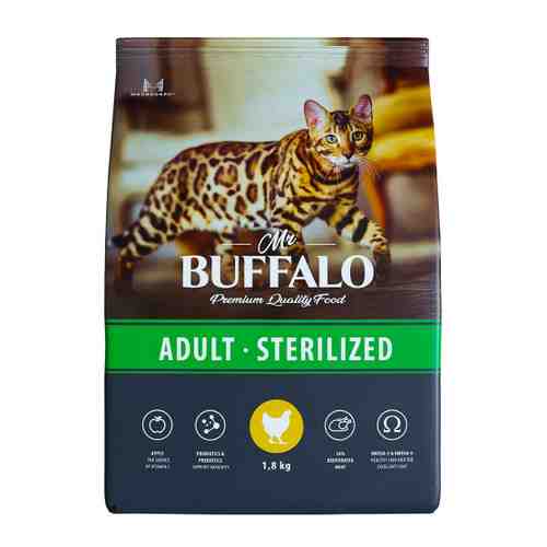Корм сухой Mr.Buffalo Sterilized курица для кошек 1.8 кг арт. 3520108