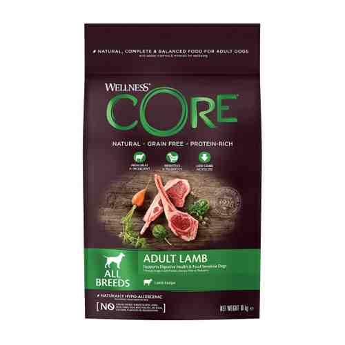 Корм сухой Wellness Core из ягненка с яблоком для взрослых собак всех пород 10 кг арт. 3421255