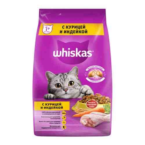 Корм сухой Whiskas полнорационный Аппетитное ассорти с курицей и индейкой для кошек 1.9 кг арт. 3316337
