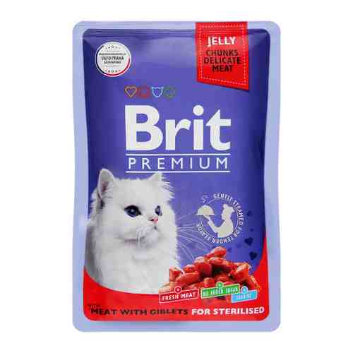 Корм влажный Brit Premium мясное ассорти с потрошками для взрослых стерилизованных кошек 85 г арт. 3519814