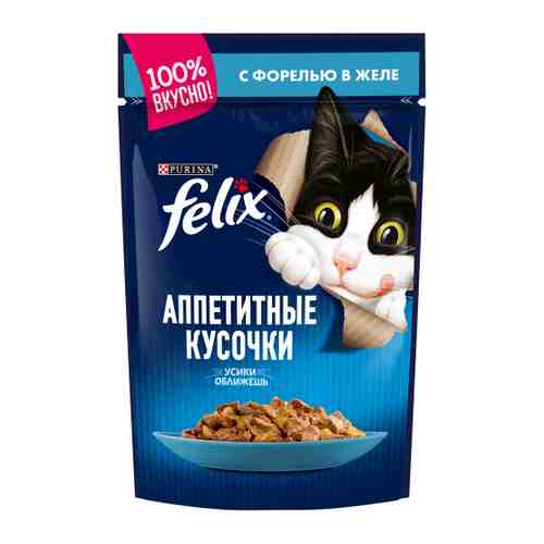 Корм влажный Felix Аппетитные кусочки с форелью для взрослых кошек 85 г арт. 3208146