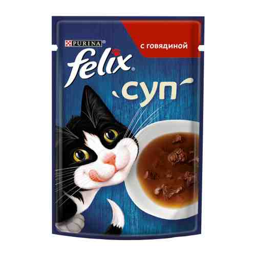 Корм влажный Felix Суп с говядиной для взрослых кошек 48 г арт. 3369142
