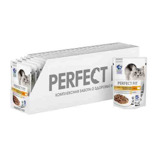 Корм влажный Perfect Fit с индейкой в соусе для взрослых кошек с чувствительным пищеварением 28 штук по 75 г арт. 3479993