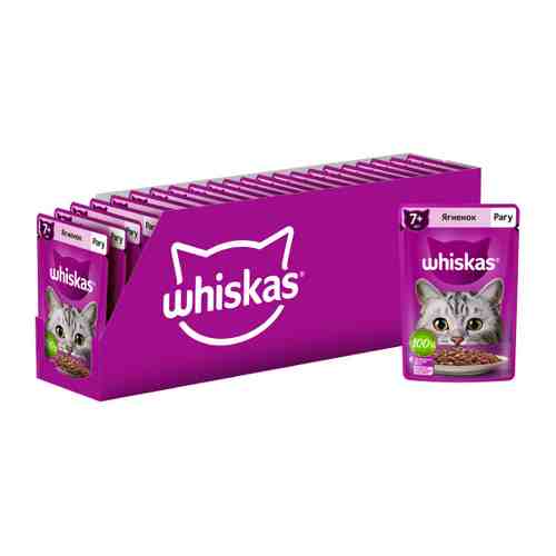 Корм влажный Whiskas полнорационный рагу с ягненком для кошек старше 7 лет 28 штук по 75 г арт. 3456217