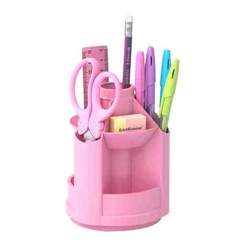 Настольный органайзер ErichKrause Mini Desk Pastel вращающийся пластиковый розовый 8 предметов арт. 3509232