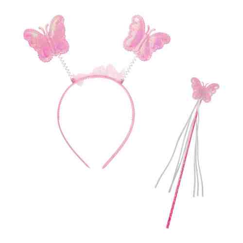 Набор маскарадный Magic Time Бабочка в розовом волшебная палочка и украшение на голову 2x25x38 см арт. 3503566