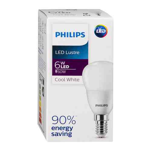 Лампа Philips EcoHome Led Lustre P45 E14 6W арт. 3475199