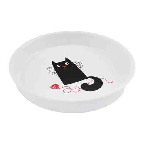 Миска КерамикАрт керамическая белая с кошкой для кошек 210 мл арт. 3474737