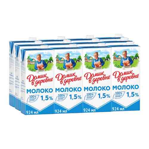 Молоко Домик в деревне ультрапастеризованное 1.5% 12 штук по 950 мл арт. 3394112