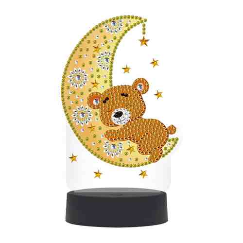 Мозаика Color Puppy алмазная светильник Мишка на луне 7 цветов свечения арт. 3513803