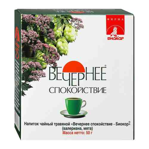 Напиток чайный Биокор травяной вечернее спокойствие 50 г арт. 3472664