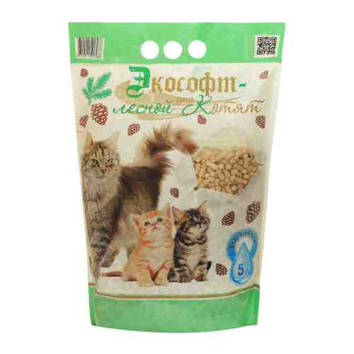 Наполнитель Экософт Лесной впитывающий для кошачьих туалетов для котят 5 л 2.2 кг арт. 3475604