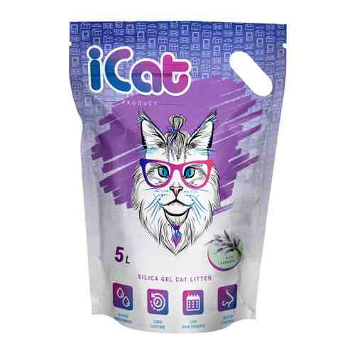 Наполнитель iCAT lavander силикагелевый для кошачьего туалета 5 л арт. 3408371