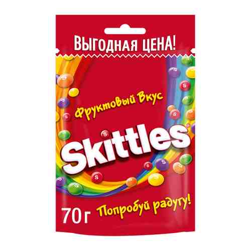 Драже Skittles Фрукты в разноцветной глазури 70 г арт. 3454990