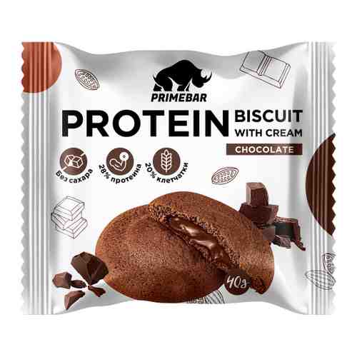 Печенье Primebar протеиновое Biscuit с начинкой со вкусом Шоколад 10 штук по 40 г арт. 3488061