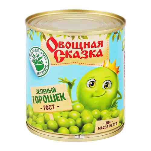 Горошек Овощная Сказка зеленый консервированный ГОСТ 310 г арт. 3459008