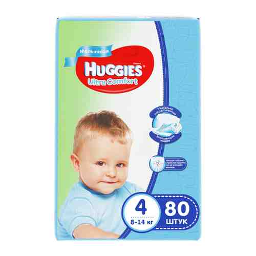 Подгузники Huggies Ultra Comfort для мальчиков 4 (8-14 кг, 80 штук) арт. 3060460