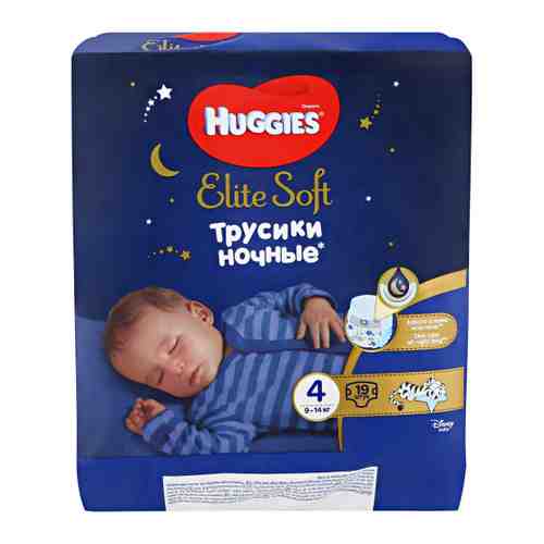 Подгузники-трусики Huggies Elite Soft ночные 4 (9-14 кг, 19 штук) арт. 3403891