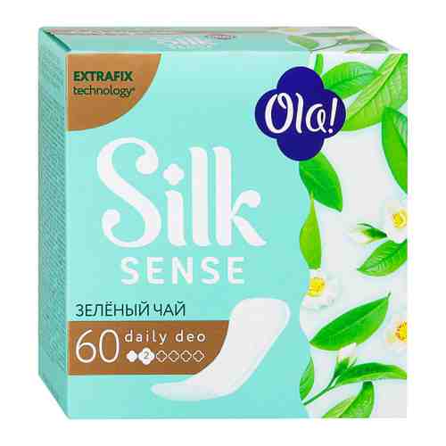 Прокладки ежедневные Ola! Silk Sense Dayly Deo гигиенические аромат Зеленый чай 2 капли 60 штук арт. 3274432
