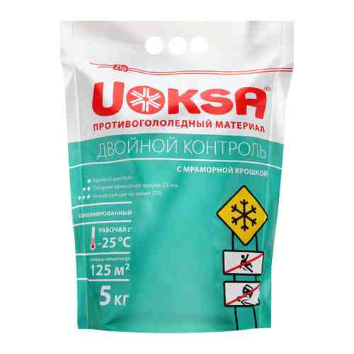 Противогололедный материал Uoksa двойной контроль -25 C пакет с ручкой и зип-застежкой 5 кг арт. 3431097
