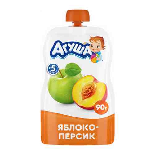 Пюре Агуша яблоко персик без сахара с 6 месяцев 90 г арт. 3313764