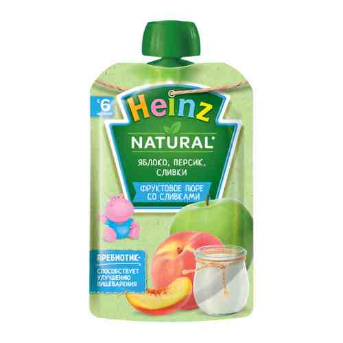Пюре Heinz Natural яблоко персик сливки сахар с 6 месяцев 90 г арт. 3383498