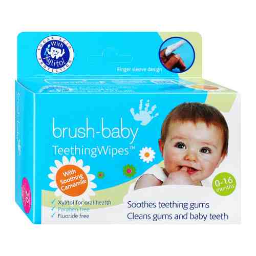 Салфетки Brush Baby Dental Wipes для полости рта с ксилитолом до 3 лет арт. 3508811
