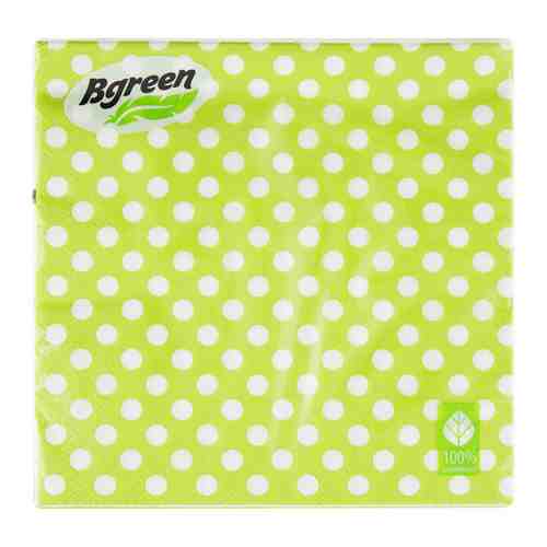 Салфетки бумажные Bgreen Горох на зеленом 3 слоя 33х33 см 20 штук арт. 3332966
