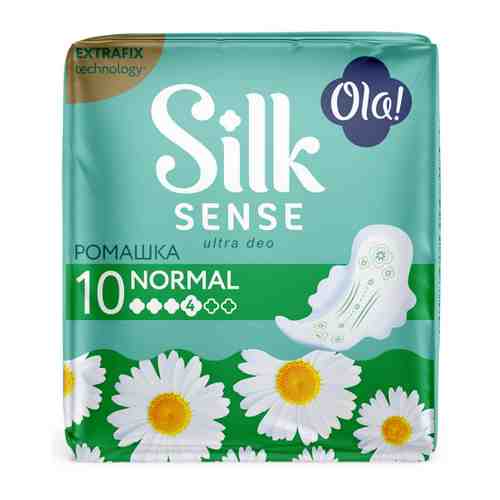 Прокладки впитывающие Ola! Silk Sense Ultra нормал ультратонкиеаромат ромашка 4 капли 10 штук арт. 3404053