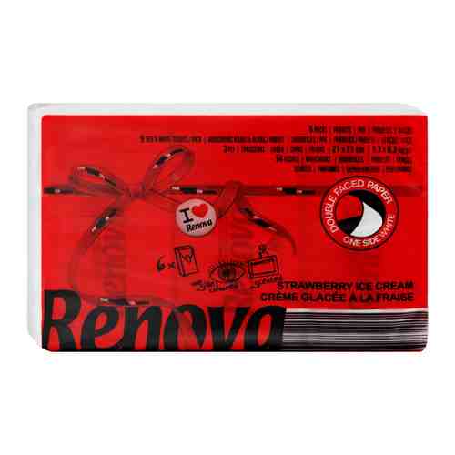 Платочки бумажные Renova Red Label Red с ароматом клубники 3-слойные 6 штук арт. 3506239