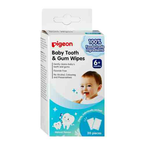 Салфетки для чистки молочных зубов Pigeon без аромата 20 штук арт. 3449770