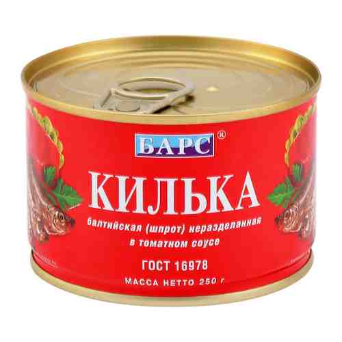 Килька Барс неразделанная балтийская в томатном соусе 250 г арт. 3455799