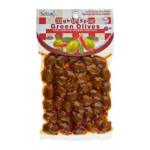 Оливки SIOURAS Spicy green olives Халкидики пряные острые с косточкой 250 г арт. 3502922