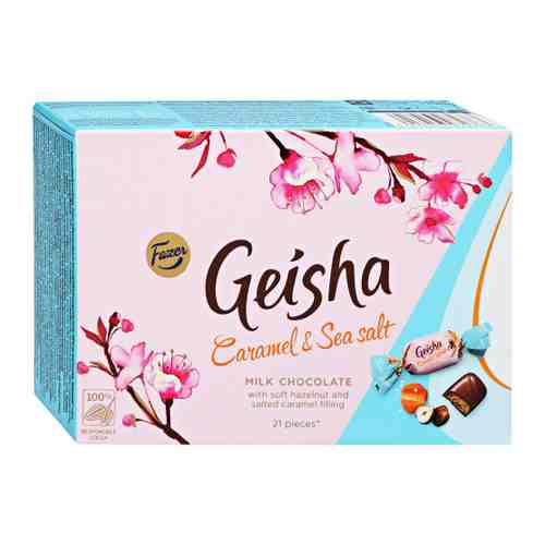 Конфеты Fazer Geisha из молочного шоколада с начинкой из тертого ореха со вкусом ириса и с морской солью 150 г арт. 3453094