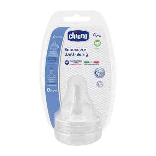 Соска для бутылочки Chicco Well-Being быстрый поток силиконовая от 4 месяцев 2 штуки арт. 3425785