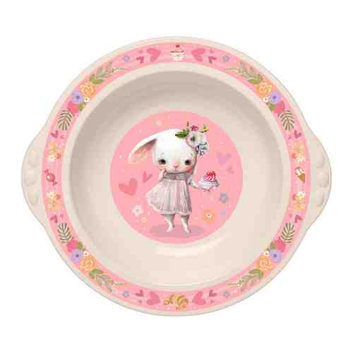 Тарелка детская Пластишка глубокая от 4 месяцев с розовым декором арт. 3379859