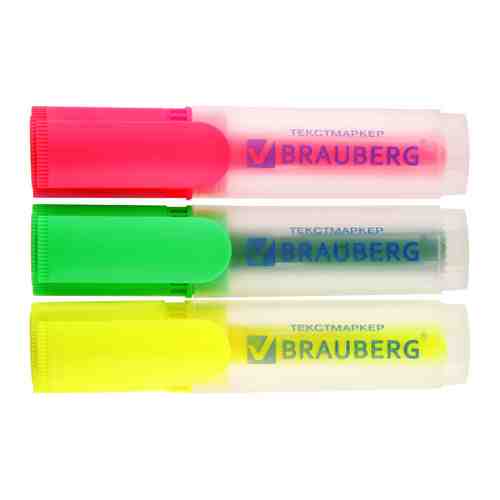 Текстовыделитель Brauberg Fluo 3 цвета (толщина линии 1.0-5.0 мм) арт. 3383267