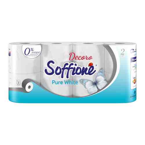 Туалетная бумага Soffione Pure White белая 2-слойная 8 рулонов арт. 3458605