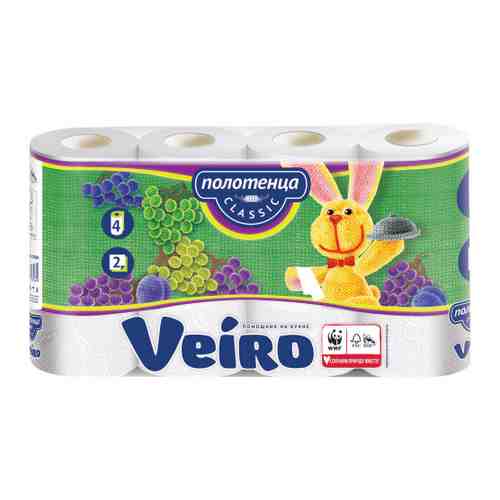 Полотенца бумажные Veiro Classic 2-слойные белые 4 рулона арт. 3140992