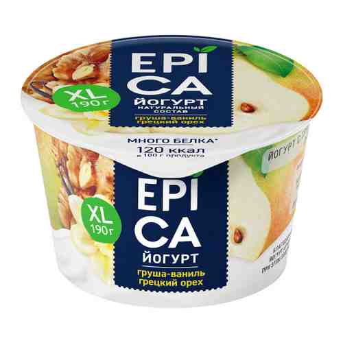 Йогурт Epica груша ваниль грецкий орех 5.3% 190 г арт. 3415832