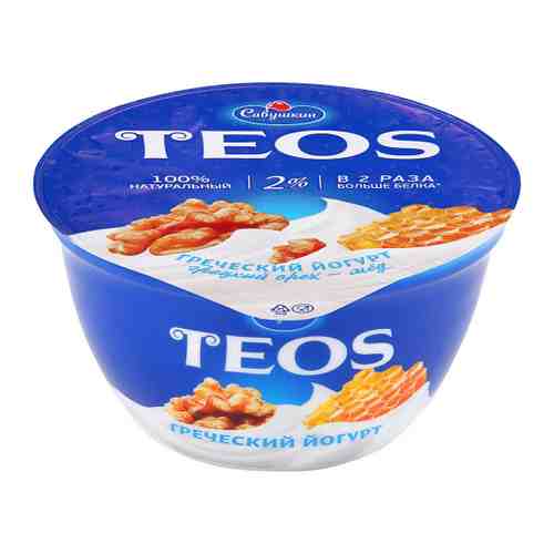 Йогурт Савушкин Teos греческий грецкий орех и мёд 2% 140 г арт. 3410193