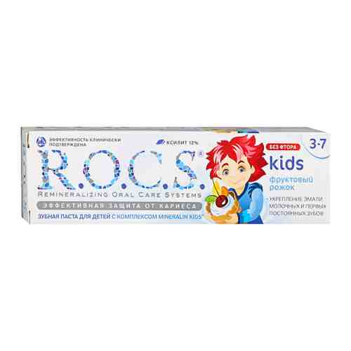 Зубная паста детская R.O.C.S. Kids фруктовый рожок без фтора с 3 до 7 лет 45 мл арт. 3180896