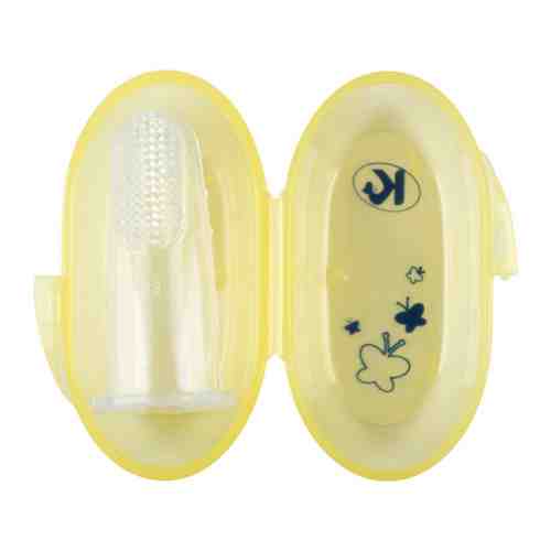Зубная щетка детская Курносики на палец силиконовая желтая арт. 3461776