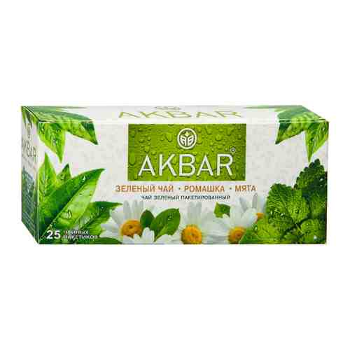 Чай Akbar зеленый ромашка мята 25 пакетиков по 2 г арт. 3456259