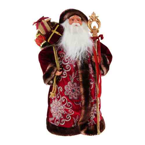 Дед Мороз Holiday Classics в бордовой бархатной шубе 45 см арт. 3484518