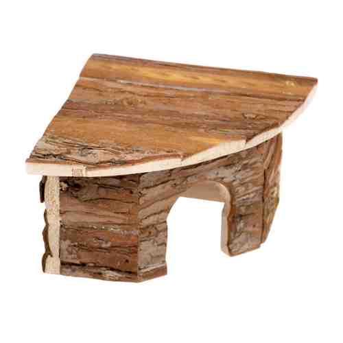 Домик Duvo+ деревянный угловой коричневый для грызунов 16x16x11 см арт. 3460508