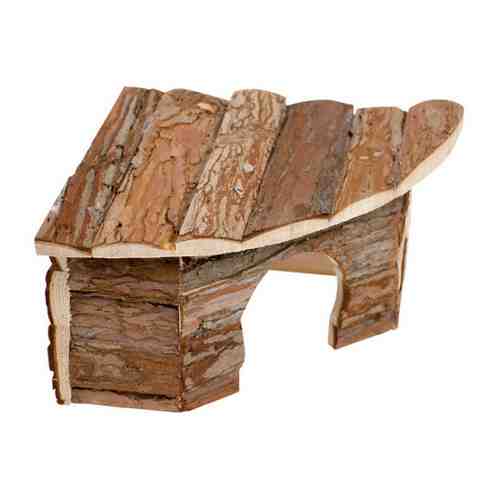 Домик Duvo+ деревянный угловой коричневый для грызунов 22x22x13 см арт. 3460507