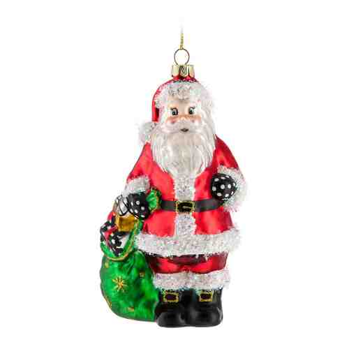 Елочное украшение Holiday Classics Дед Мороз красный с мешком подарков 9х14.6 см арт. 3481614