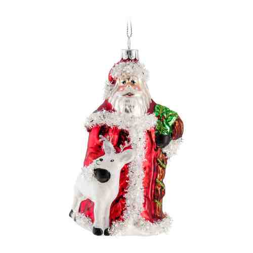 Елочное украшение Holiday Classics Дед Мороз с олененком 7.6х13.3 см арт. 3481604