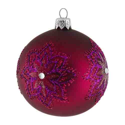 Елочное украшение Holiday Classics Шар фуксия матовый с лиловыми искристыми снежинками и стразами 8 см арт. 3482219